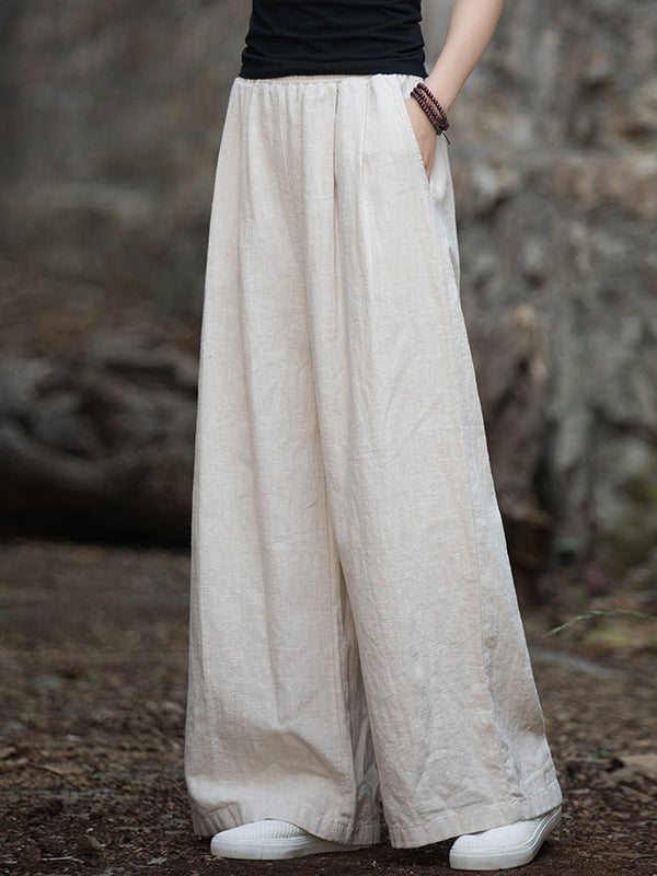 xakxx Wide Leg Elasticity Solid Color Pants Trousers