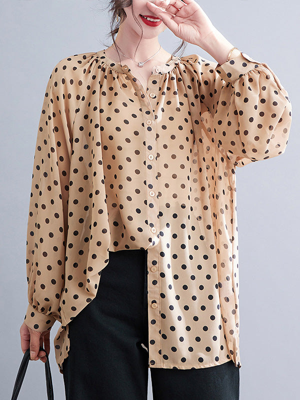 xakxx Original Casual Polka-Dot Blouse