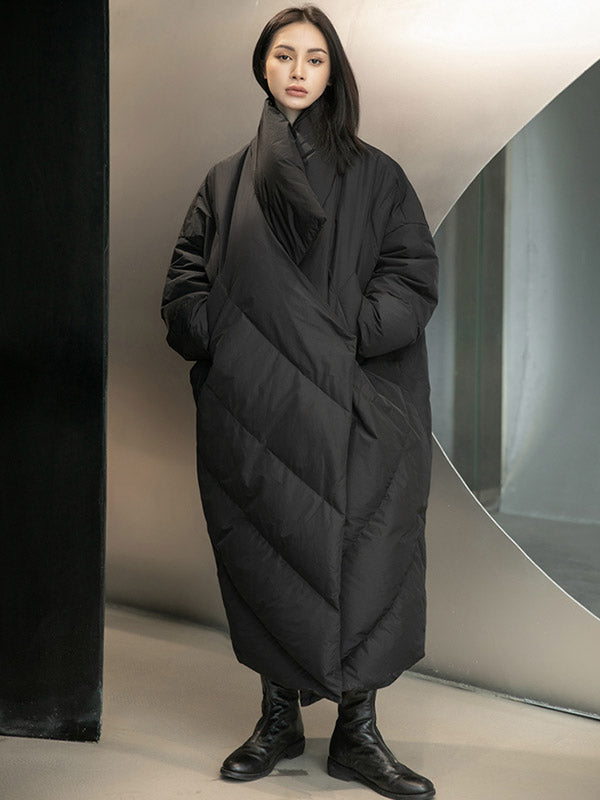 xakxx Thicken Solid Warm Irregularity Duck Down Coat
