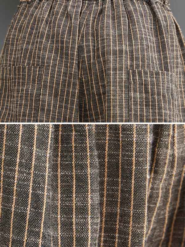 xakxx Vintage Ramie Cotton Notched Collar One Button Suits+Column Pants 2 Pieces Set