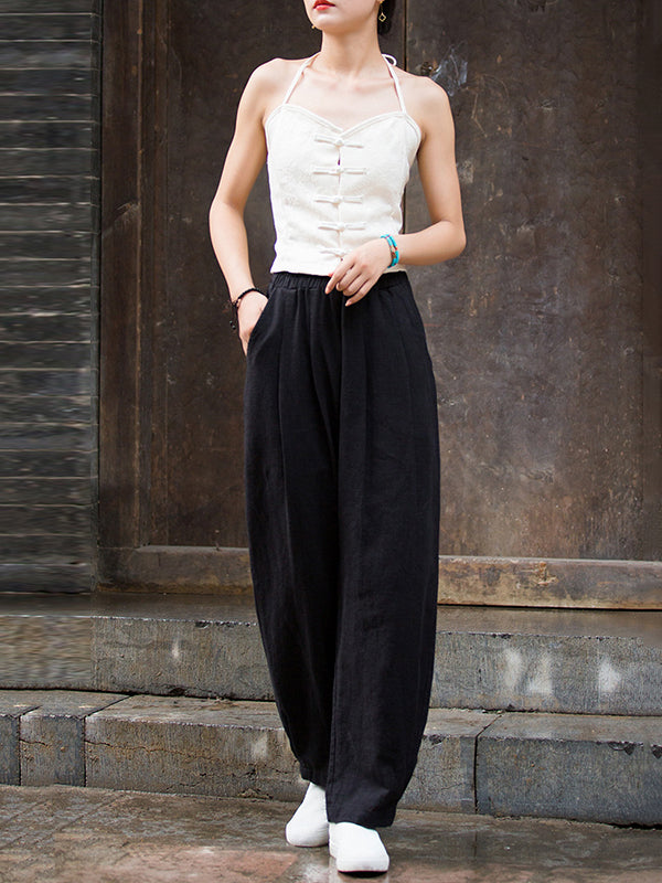 xakxx Bloomers Solid Color Casual Pants Bottoms Trousers