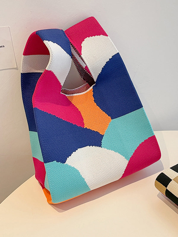 xakxx Contrast Color Striped Bags Handbags