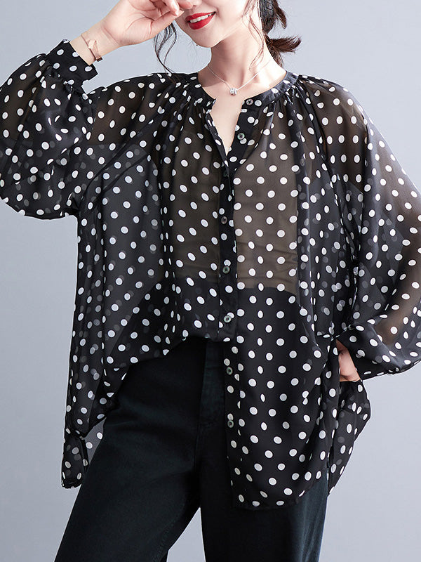 xakxx Original Casual Polka-Dot Blouse