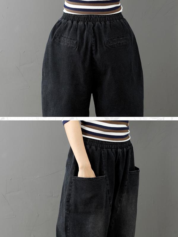 xakxx Cotton Vintage Gray-black Harem Jean Pants