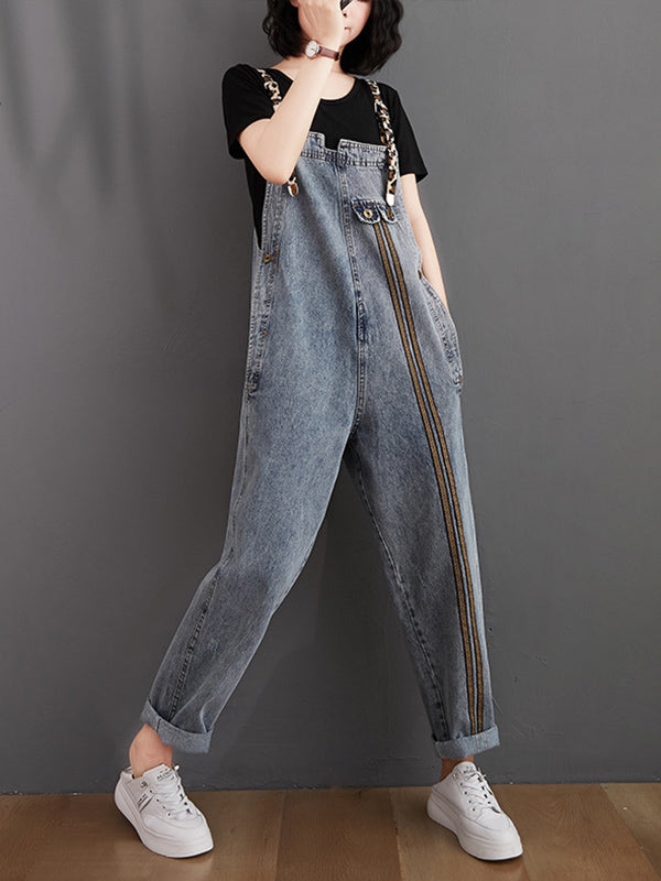 xakxx Original Leopard Elasticity Denim Overalls