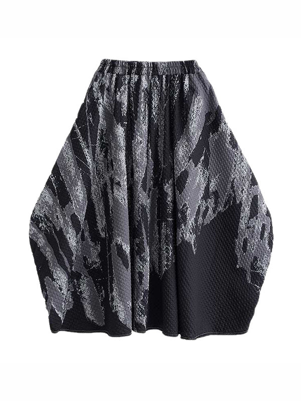 xakxx Loose Elasticity Printed Skirts Bottoms