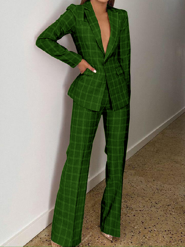 xakxx Wide Leg Plaid Suit Pants