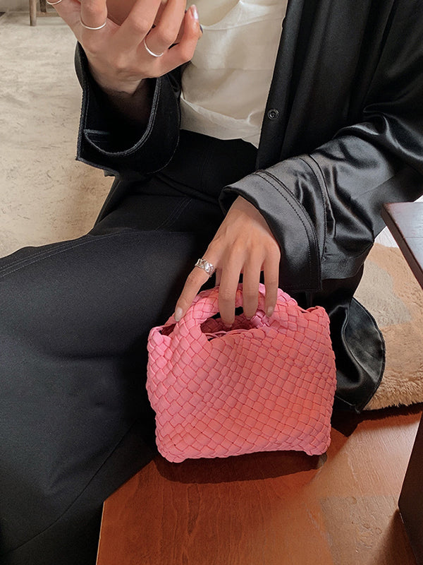 xakxx Solid Color Woven Bags Handbags