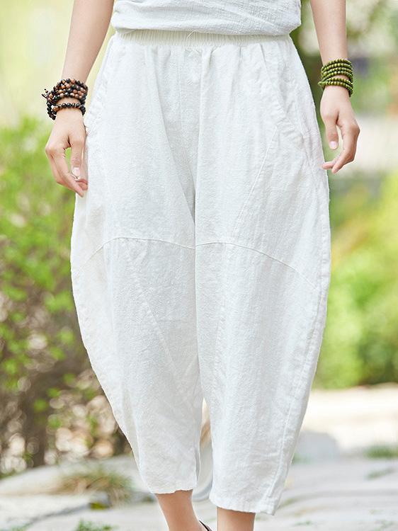 xakxx Loose Pure Color Comfortable Linen bloomers