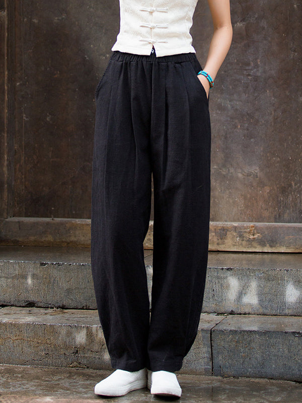 xakxx Bloomers Solid Color Casual Pants Bottoms Trousers