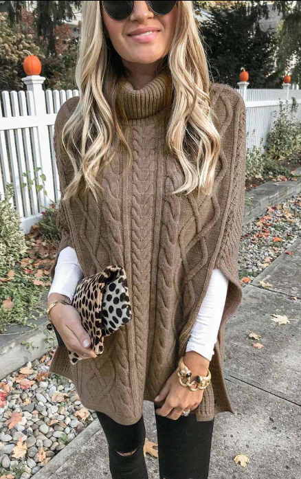 xakxx xakxx-Fashion Casual Solid Pullovers Turtleneck Tops
