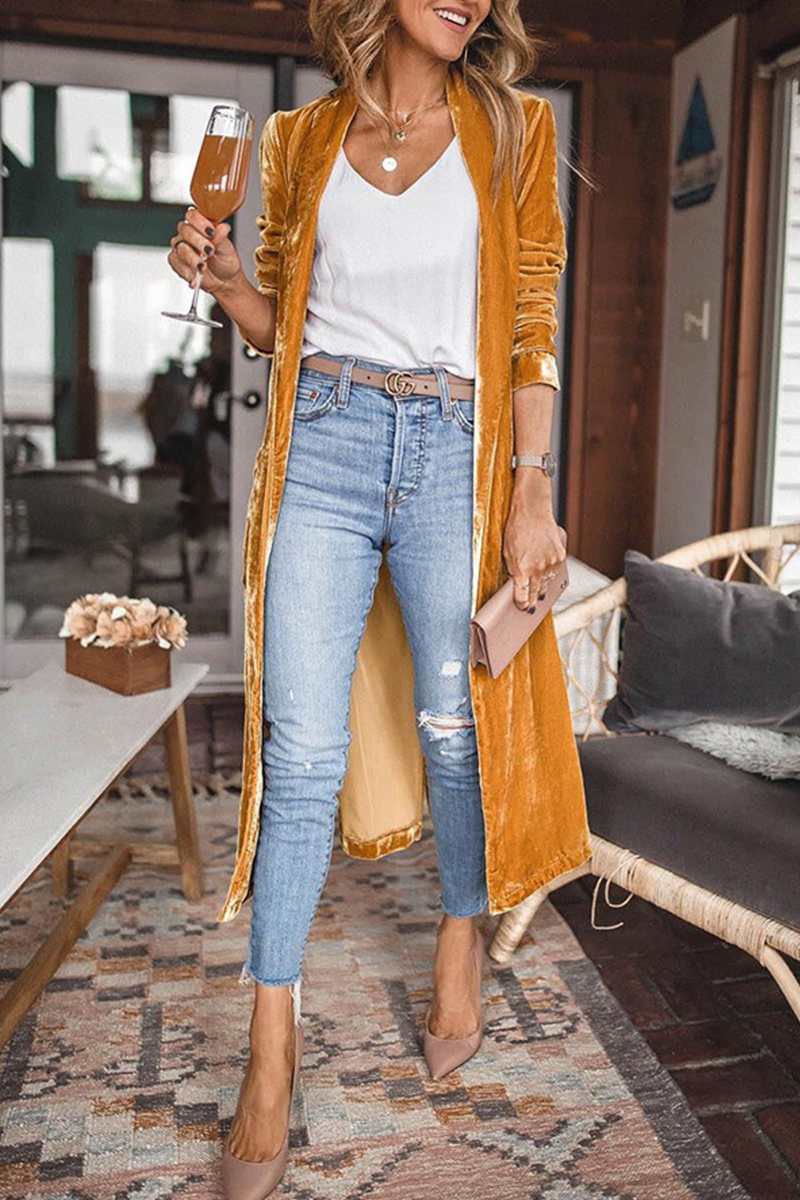 xakxx xakxx-Casual Solid Patchwork Cardigan Collar Outerwear(7 Colors)