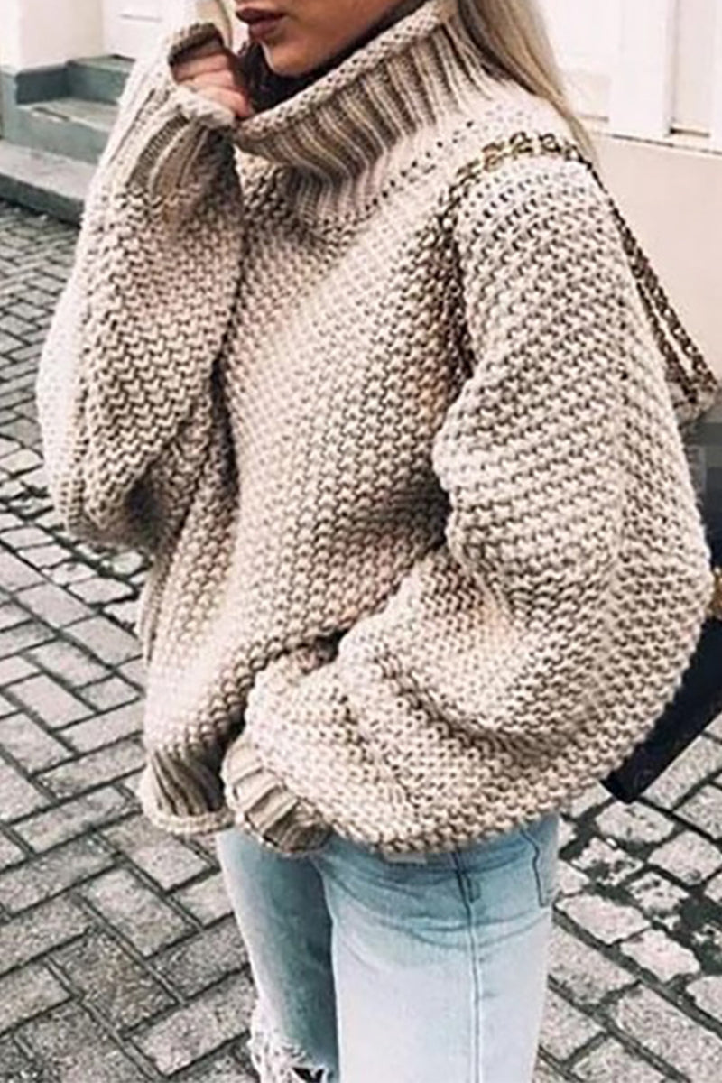 xakxx xakxx-Fashion Casual Solid Patchwork Turtleneck Sweaters(14 Colors)