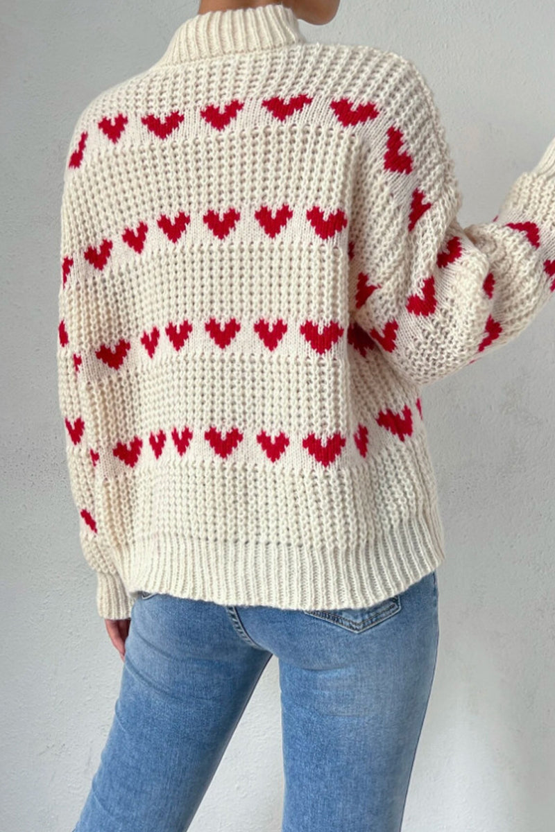 xakxx xakxx-Casual Sweet Geometric Weave Turtleneck Tops