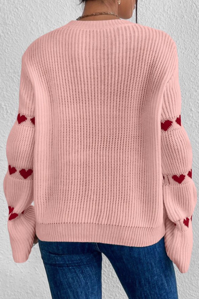xakxx xakxx-Casual Geometric Weave O Neck Tops