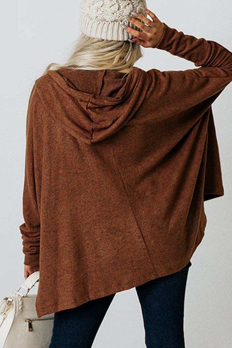 xakxx xakxx-Casual Solid Make Old Hooded Collar Tops