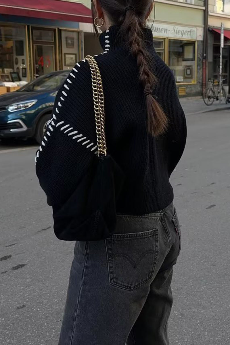 xakxx xakxx-Casual Street Solid Patchwork O Neck Tops