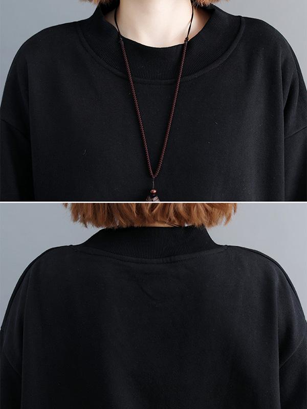 xakxx Casual Pocket Long Sweatshirt Short Dress