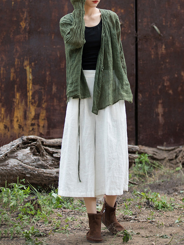 xakxx High Waisted Loose Pleated Split-Joint Pants Trousers