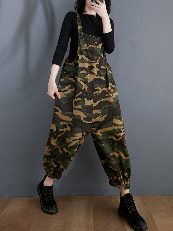 xakxx Original Camouflage Elasticity Harem Denim Overalls
