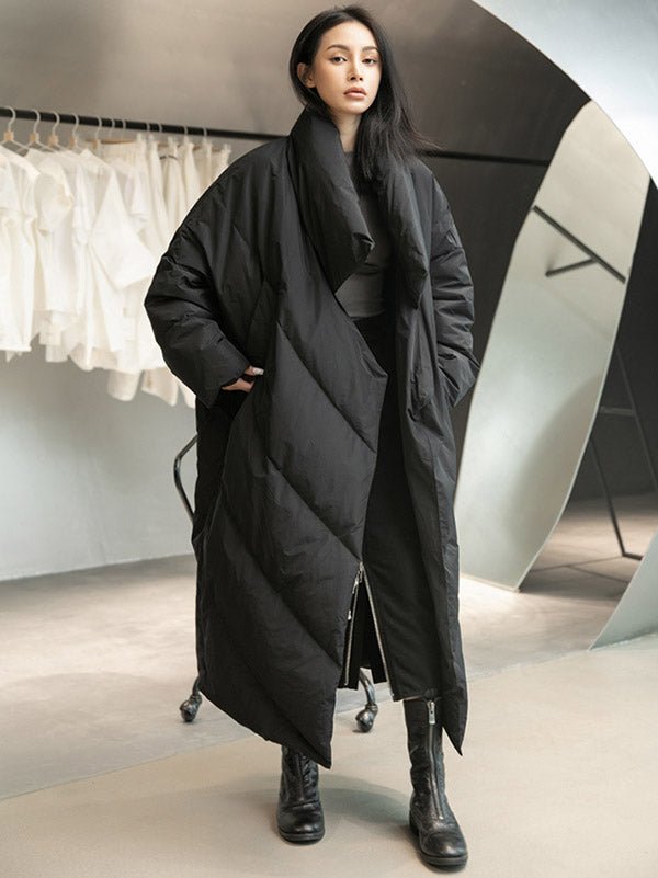 xakxx Thicken Solid Warm Irregularity Duck Down Coat