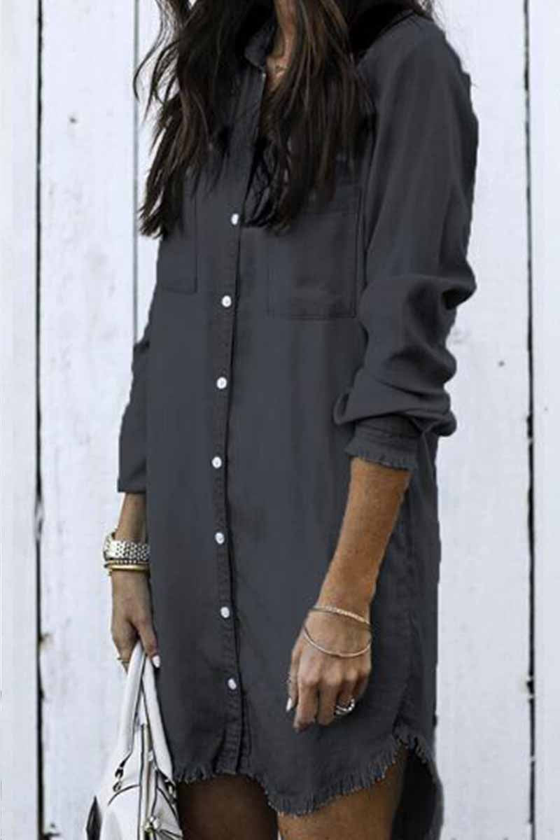 Xakxx Loose Button Design 4 Colors Denim Dress(4 colors)