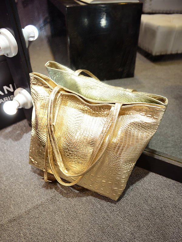 xakxx Original Solid Color Shiny Tote Bag
