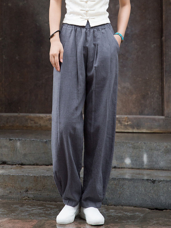 xakxx Bloomers Solid Color Casual Pants Bottoms Trousers