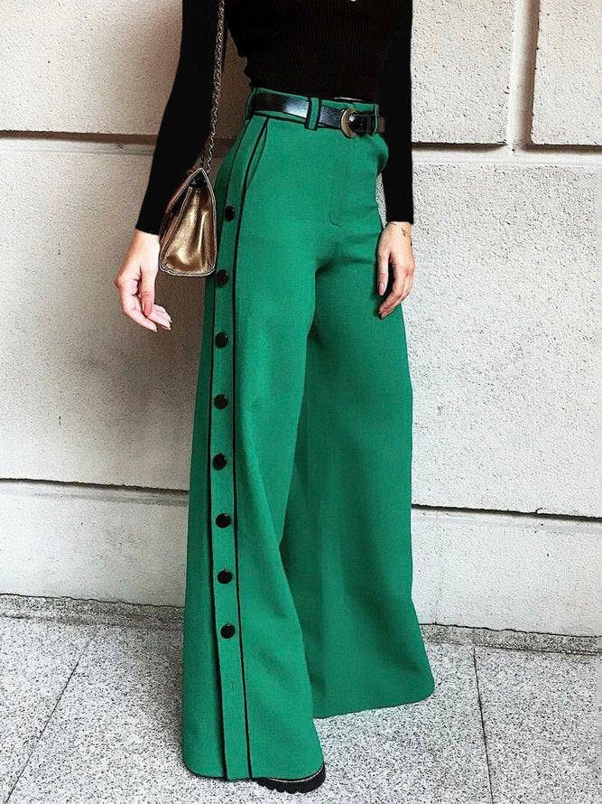 xakxx Stylish Wide Leg H-Line Solid Color Pants