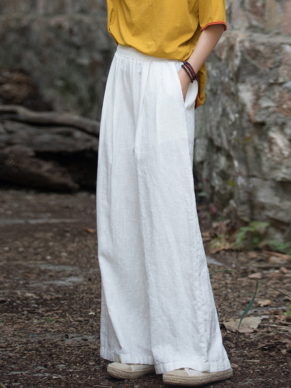 xakxx Wide Leg Elasticity Solid Color Pants Trousers