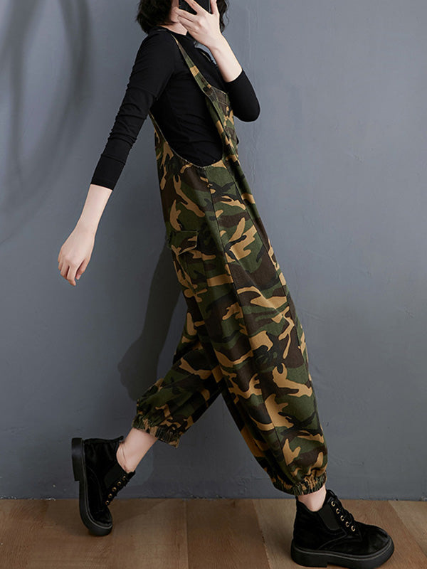 xakxx Original Camouflage Elasticity Harem Denim Overalls