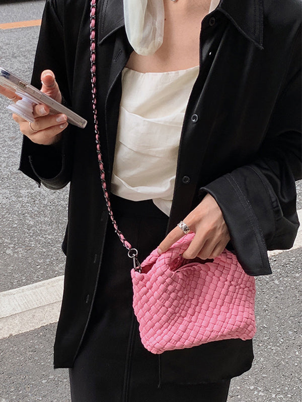 xakxx Solid Color Woven Bags Handbags