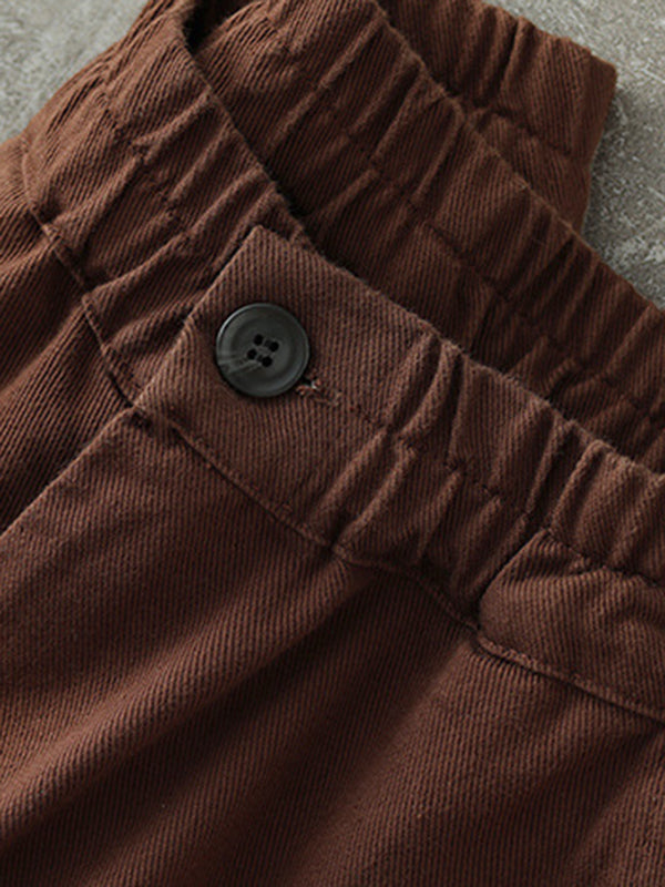 xakxx Simple Wide Leg Loose Solid Color Casual Pants Bottoms
