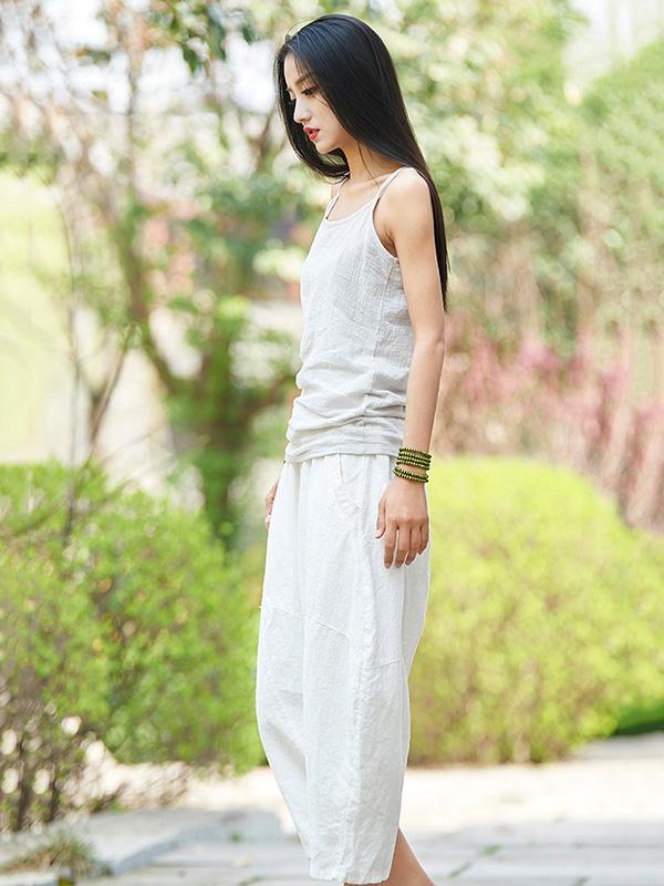 xakxx Loose Pure Color Comfortable Linen bloomers