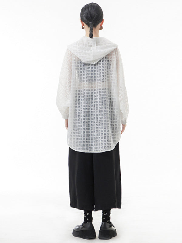 xakxx Loose Batwing Sleeves Sun Protection See-Through Blouse
