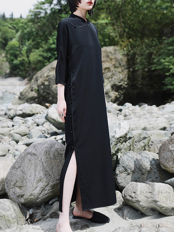 xakxx Vintage Solid Buckle Long Cheongsams