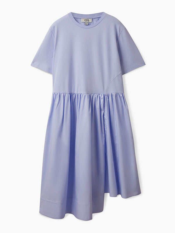 xakxx Casual Loose Short Sleeves Solid Color Round-Neck Midi Dresses