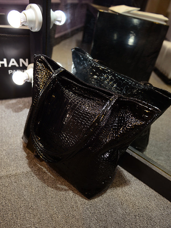 xakxx Original Solid Color Shiny Tote Bag