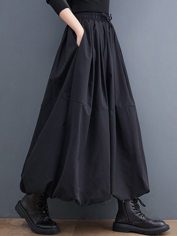 xakxx Urban Loose Drawstring High Waisted Black Bubble Skirt