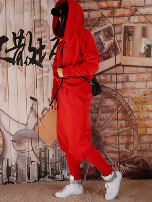 xakxx Casual Solid Hoodie&Pants Suits