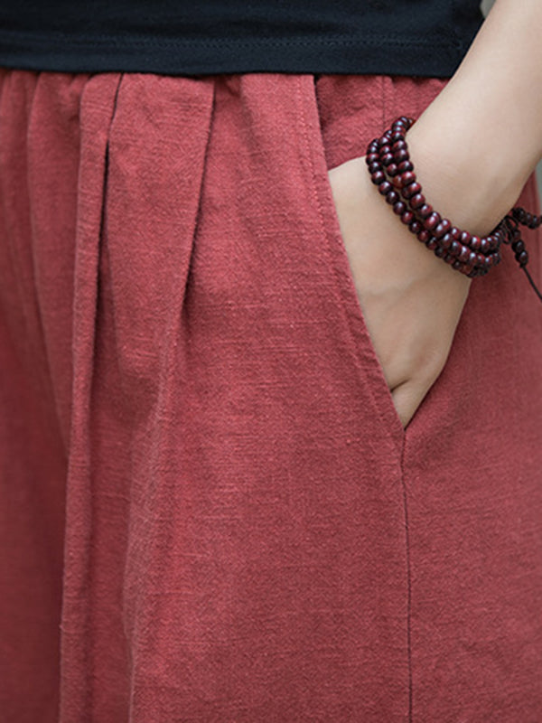 xakxx Wide Leg Elasticity Solid Color Pants Trousers