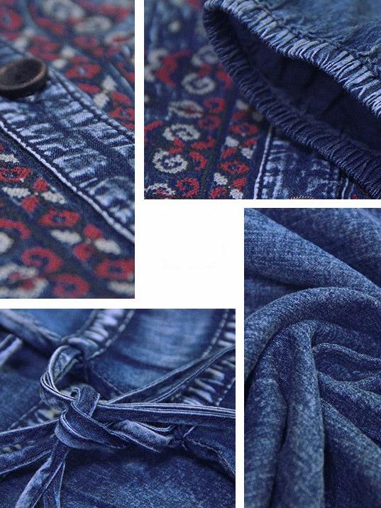 xakxx Vintage Oversize Embroidery Denim Dress