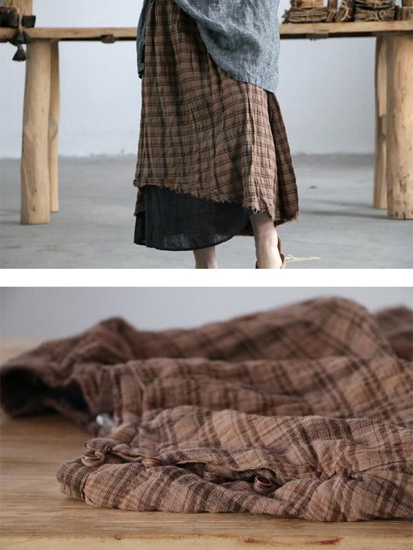 xakxx Retro Plaid Double-deck Skirt