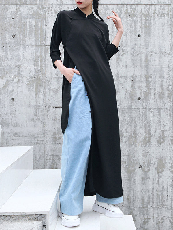 xakxx Vintage Solid Buckle Long Cheongsams