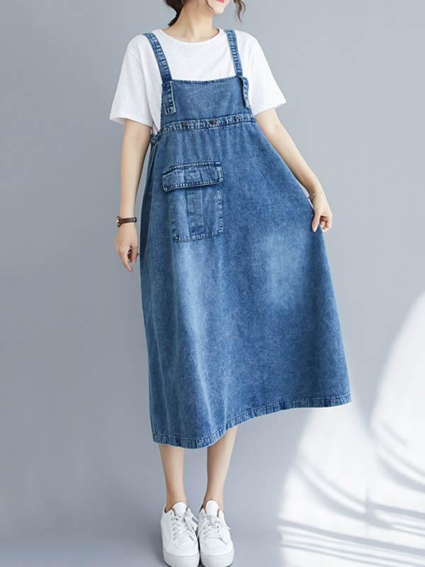 xakxx Original Solid Denim Strapless Dress