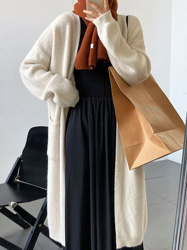 xakxx Casual Loose Solid Color Cardigan Tops
