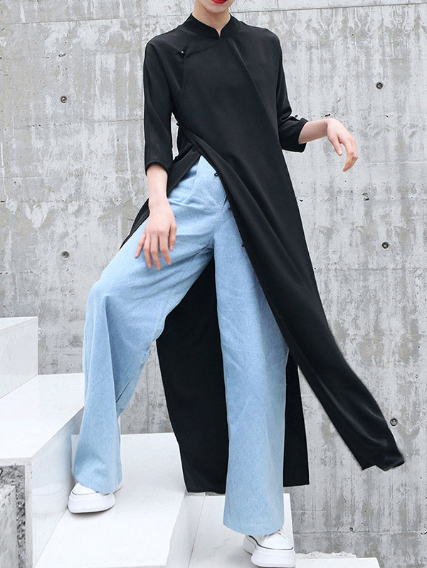 xakxx Vintage Solid Buckle Long Cheongsams