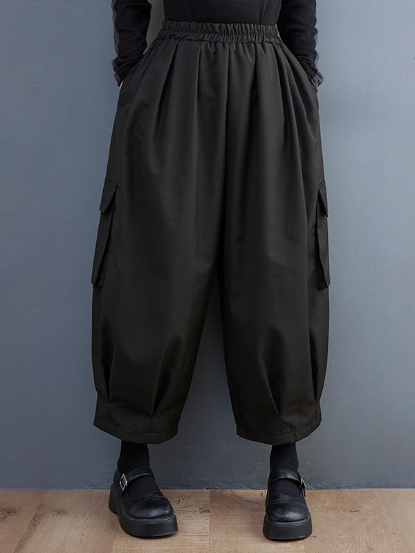 xakxx Loose Wide Leg Solid Color Casual Pants Bottoms