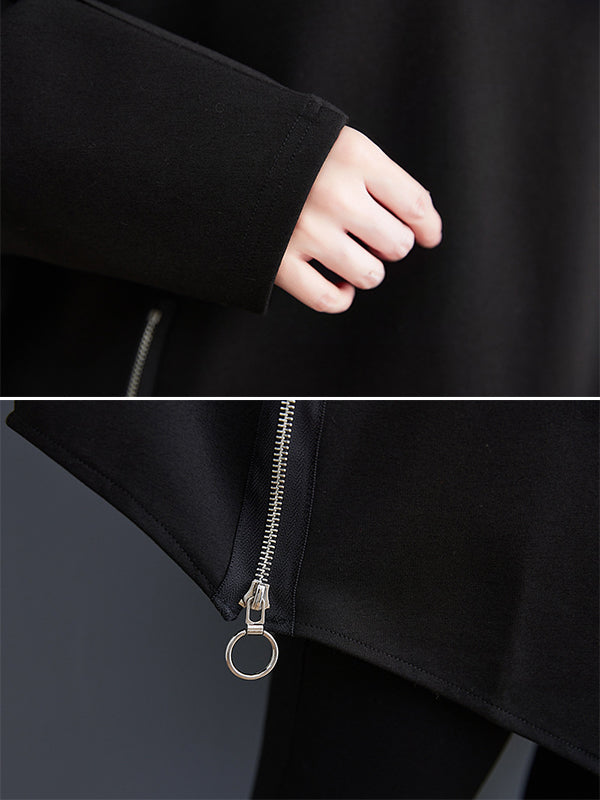 xakxx Original Loose Irregular Zipper Long Sleeves Sweatshirt