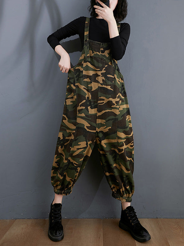 xakxx Original Camouflage Elasticity Harem Denim Overalls